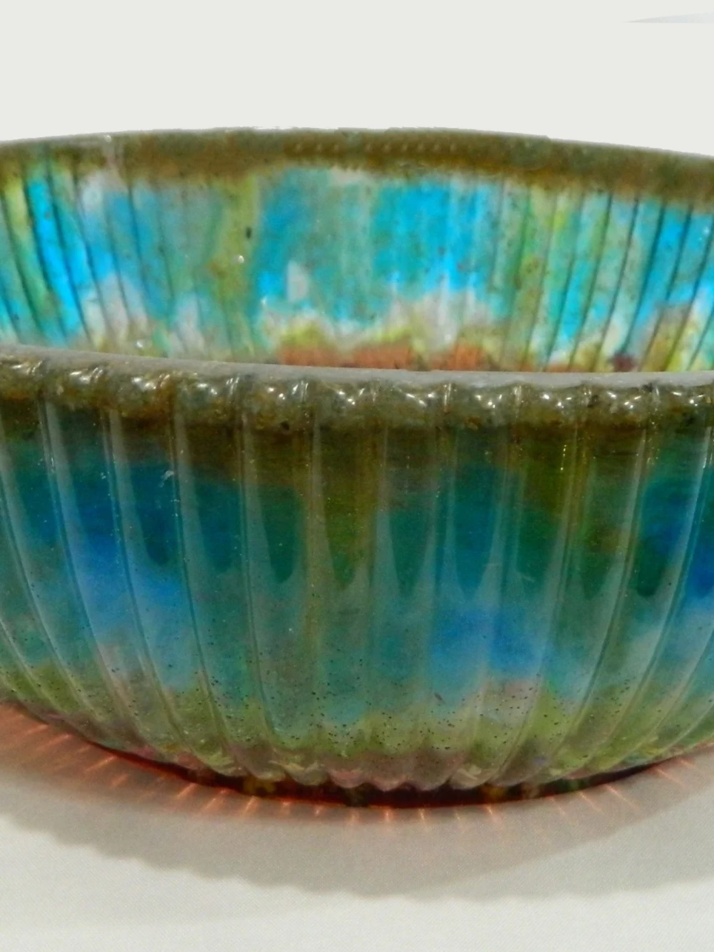 Colorful Handmade Resin Serving Bowl With Embedded Flowers And Sand